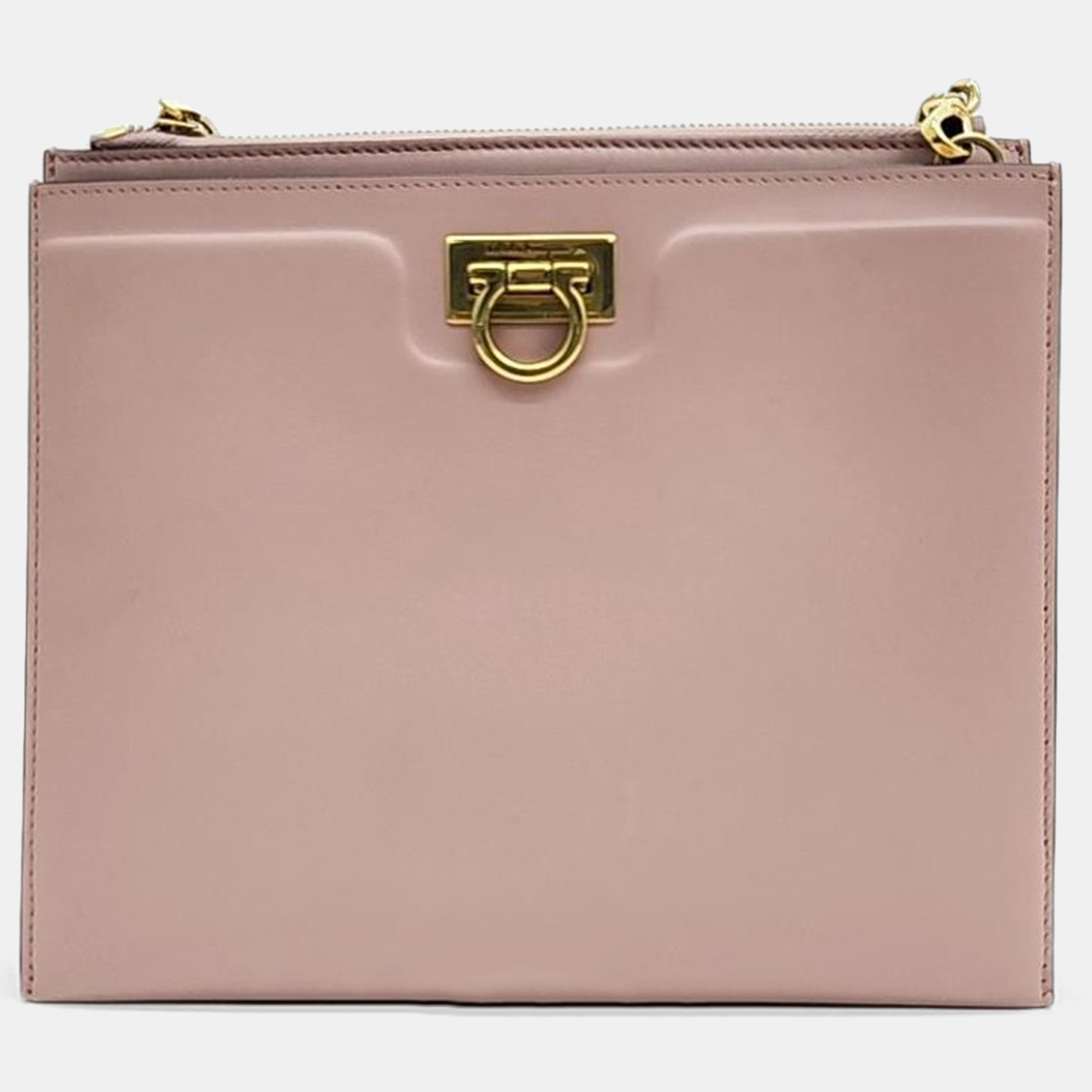 

Salvatore Ferragamo Pink Leather Trifolio Small Crossbody Bag