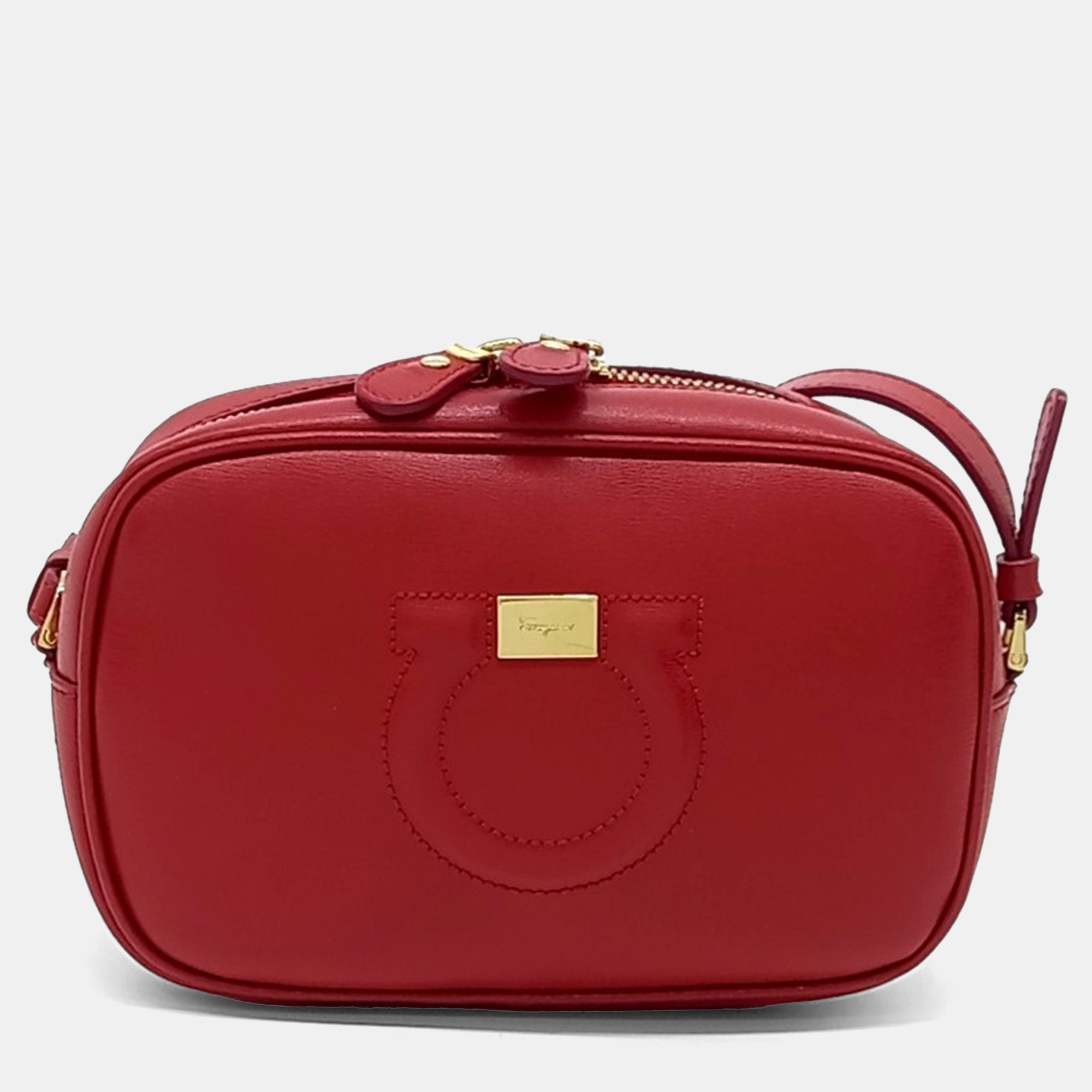

Salvatore Ferragamo Red Leather Gancini Crossbody Bag