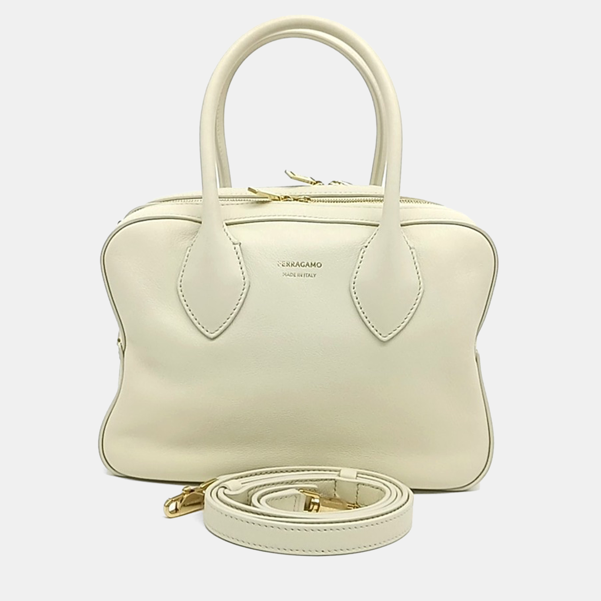 

Salvatore Ferragamo White Leather tote and shoulder bag