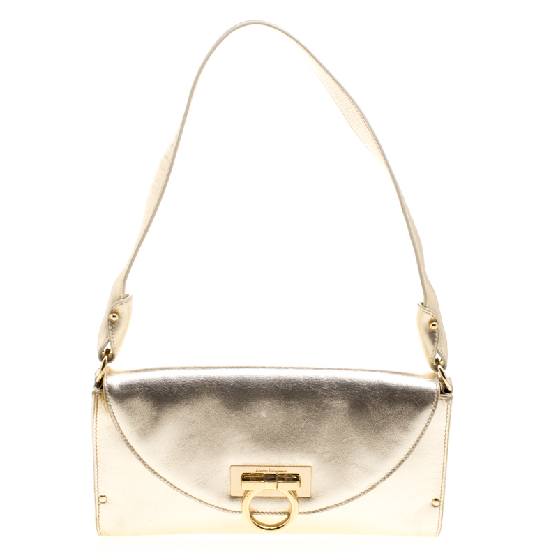 salvatore ferragamo gold bag