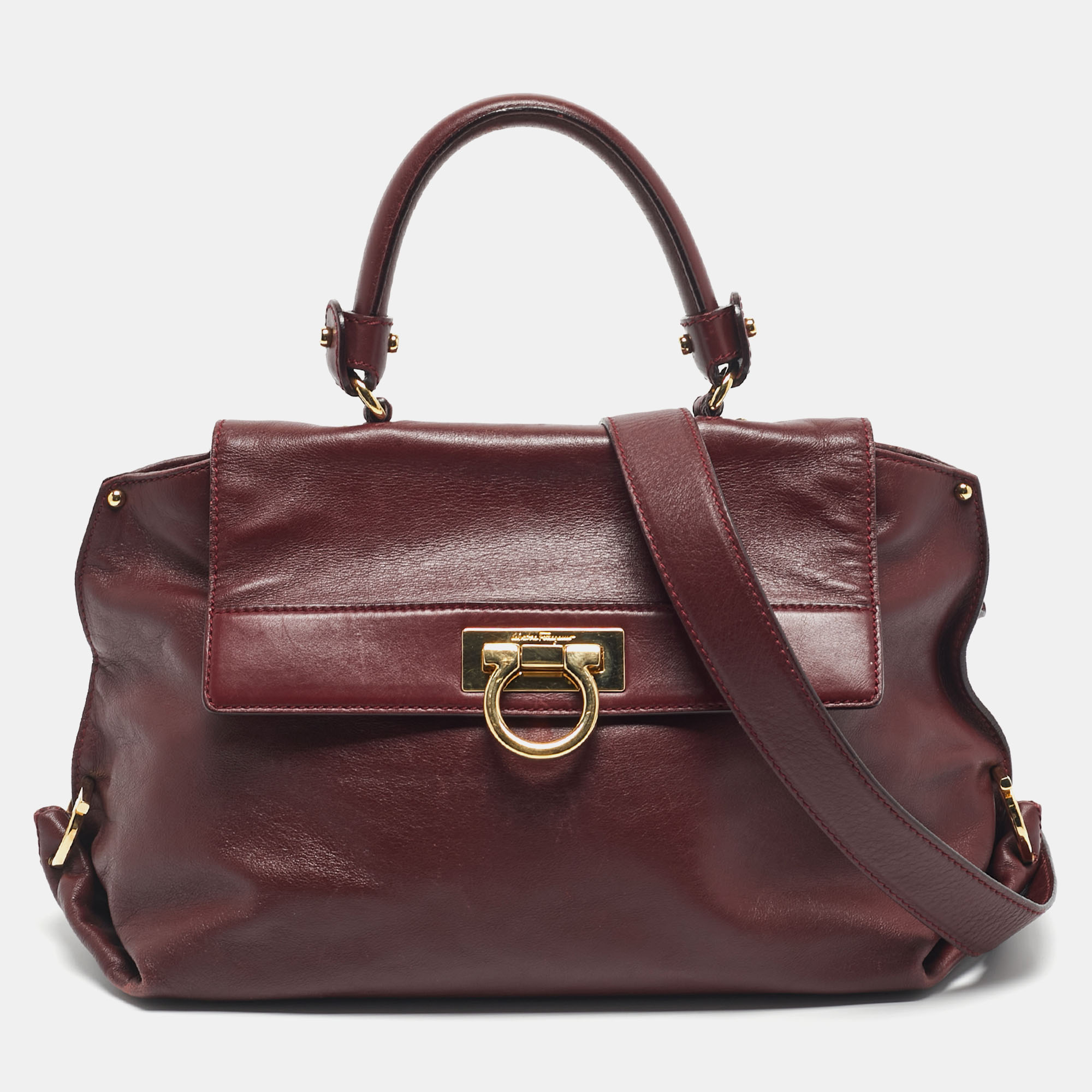 

Salvatore Ferragamo Dark Red Leather  Sofia Top Handle Bag