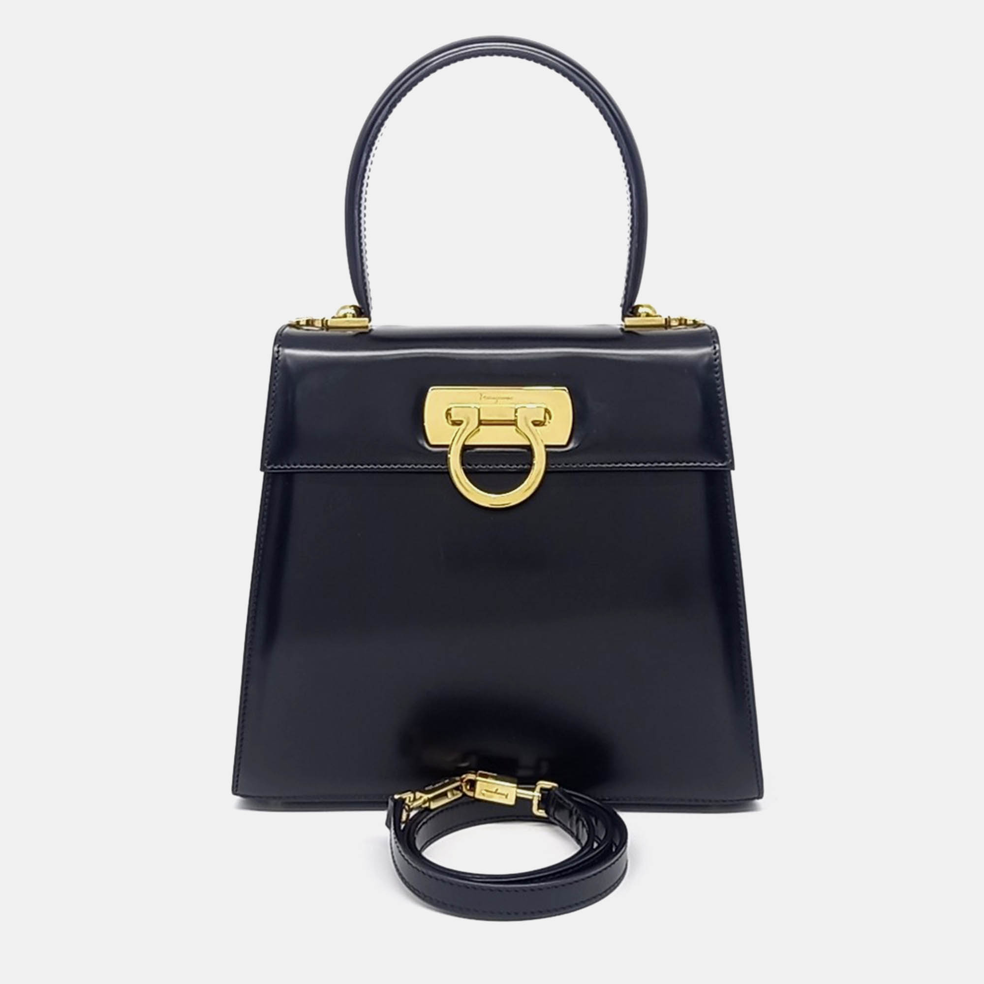 

Salvatore Ferragamo Black Leather Medium Kelly Bag