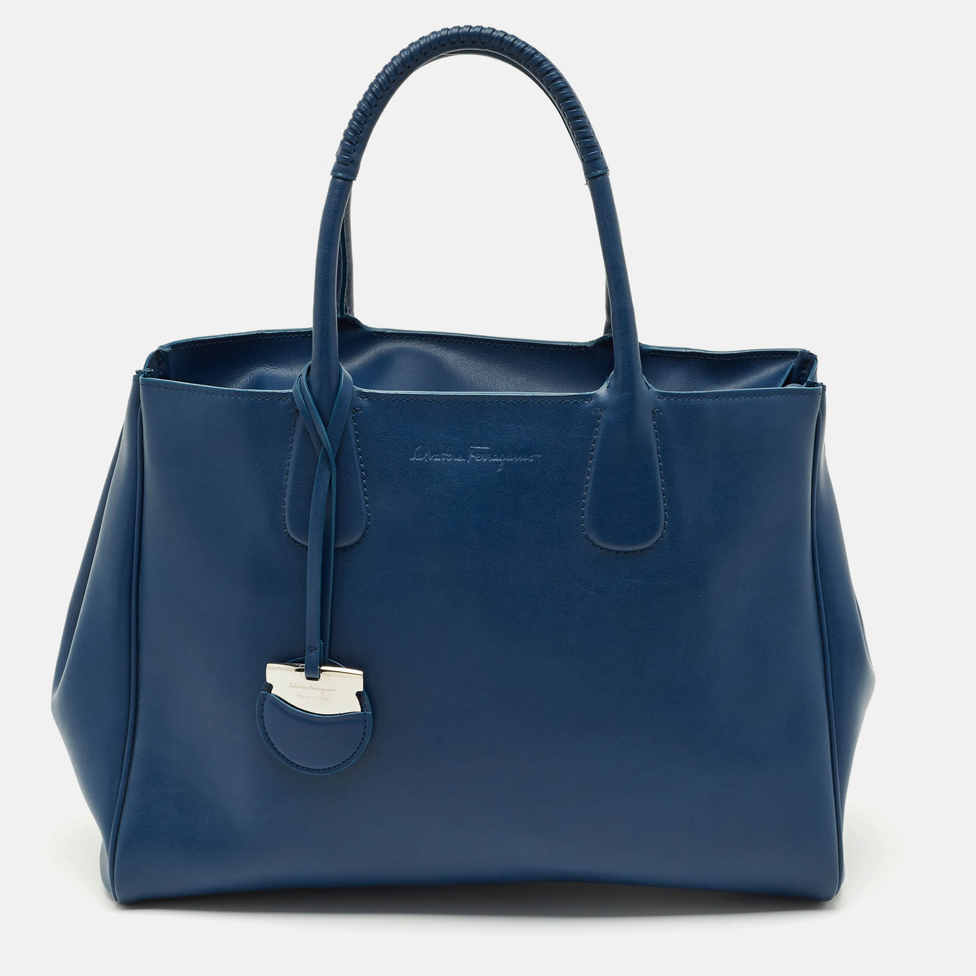

Salvatore Ferragamo Navy Blue Leather Nolita Tote