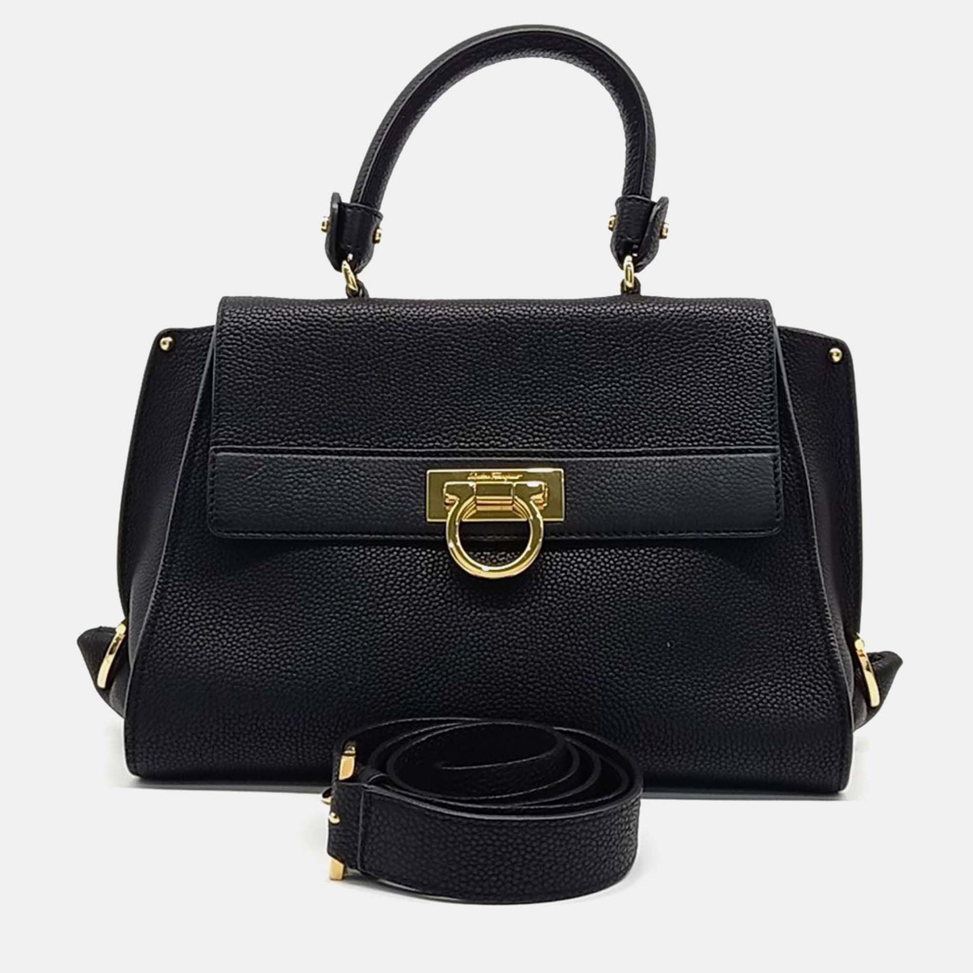 

Salvatore Ferragamo Black Leather Sophia Bag