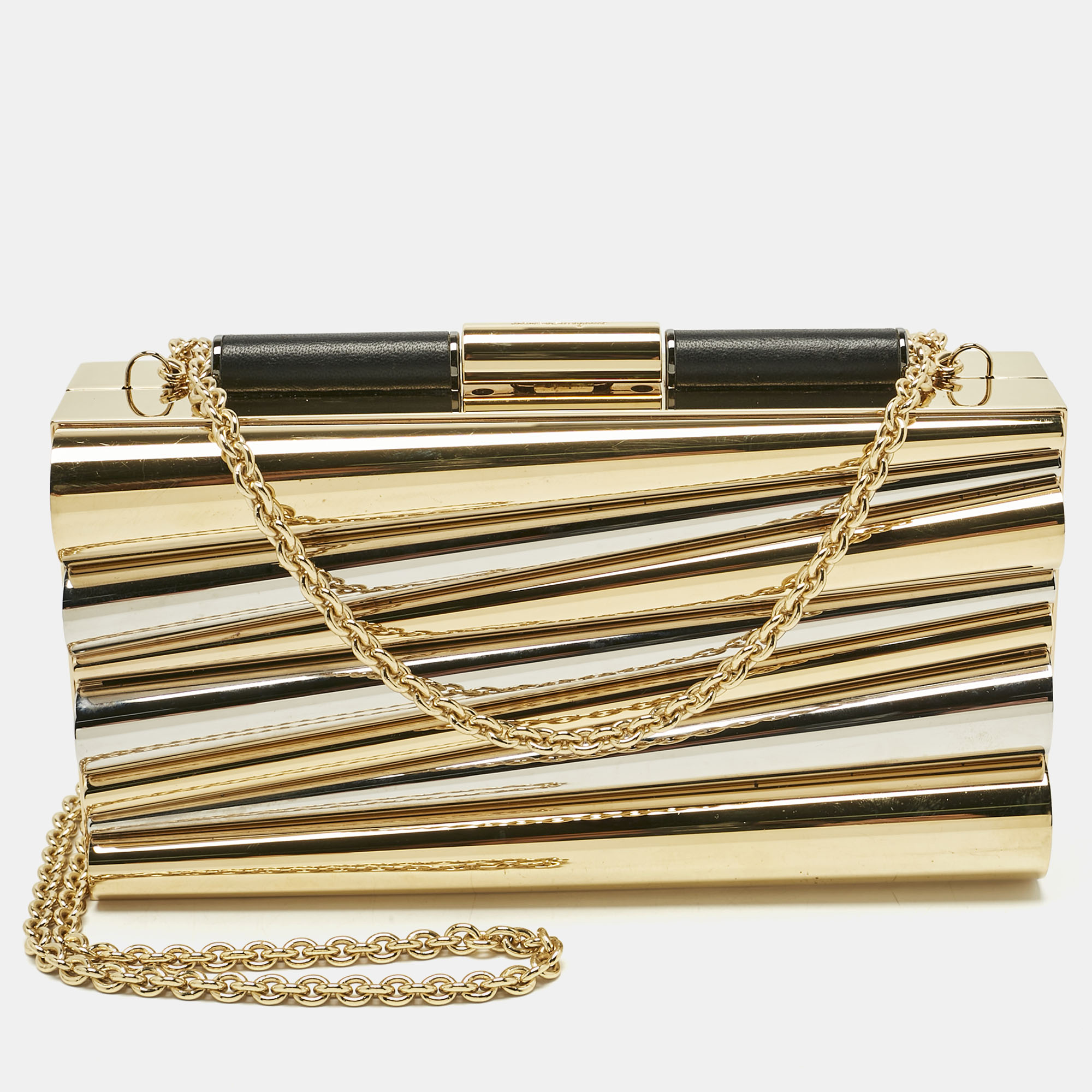 

Salvatore Ferragamo x Sara Battaglia Gold/Silver Metal Sinila Clutch