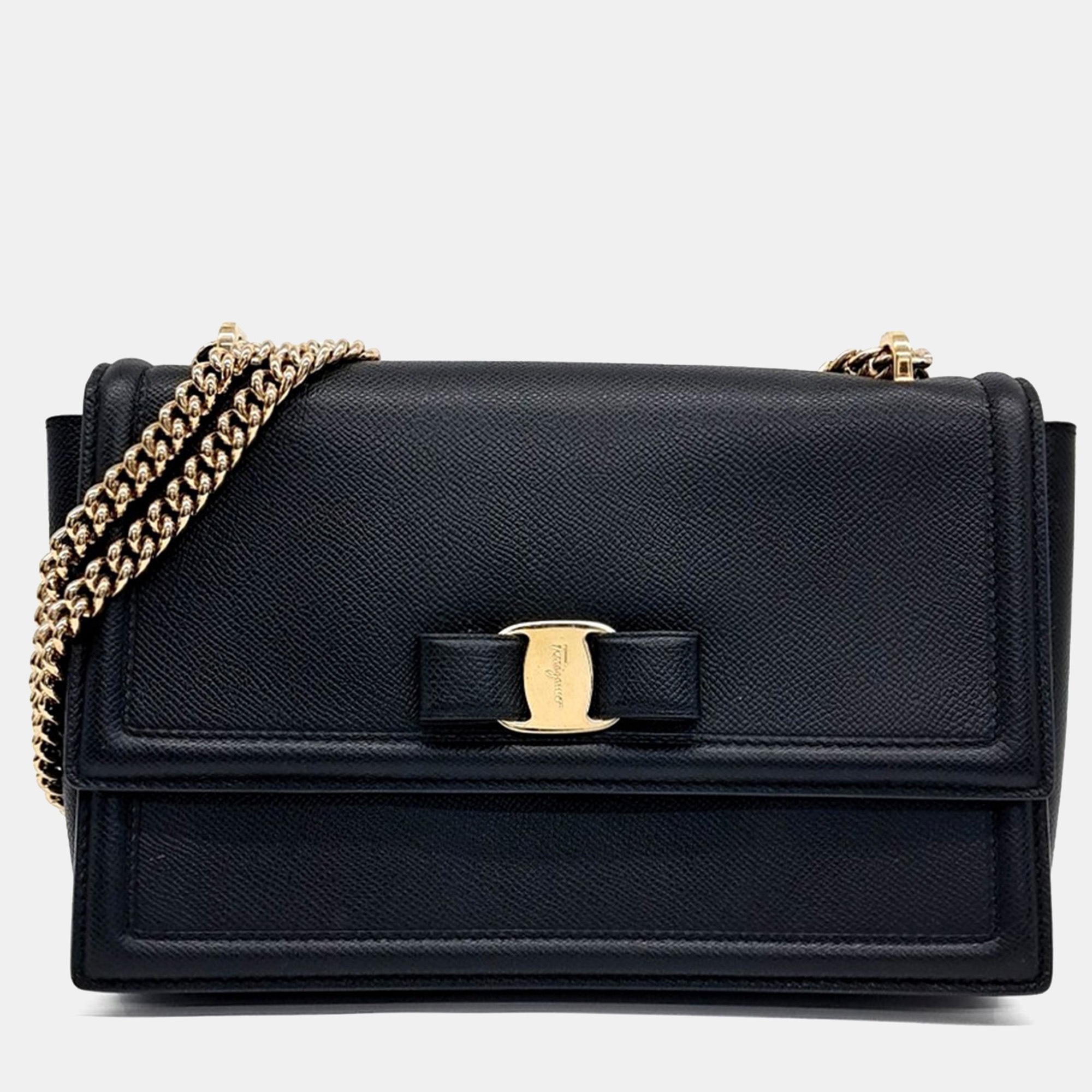 

Salvatore Ferragamo Black Leather Bara Genie shoulder bag