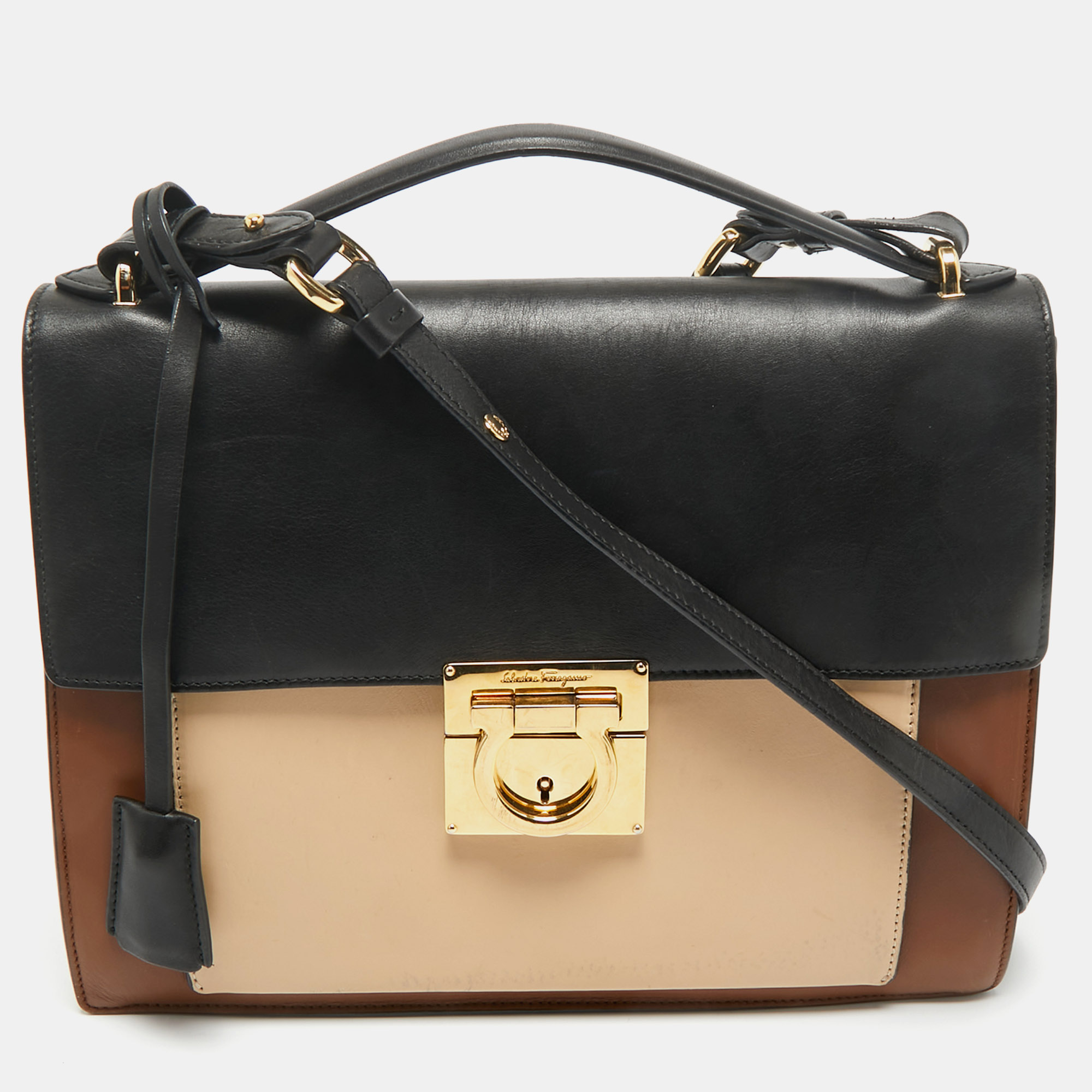 

Salvatore Ferragamo Tricolor Leather Marisol Top Handle Bag, Multicolor