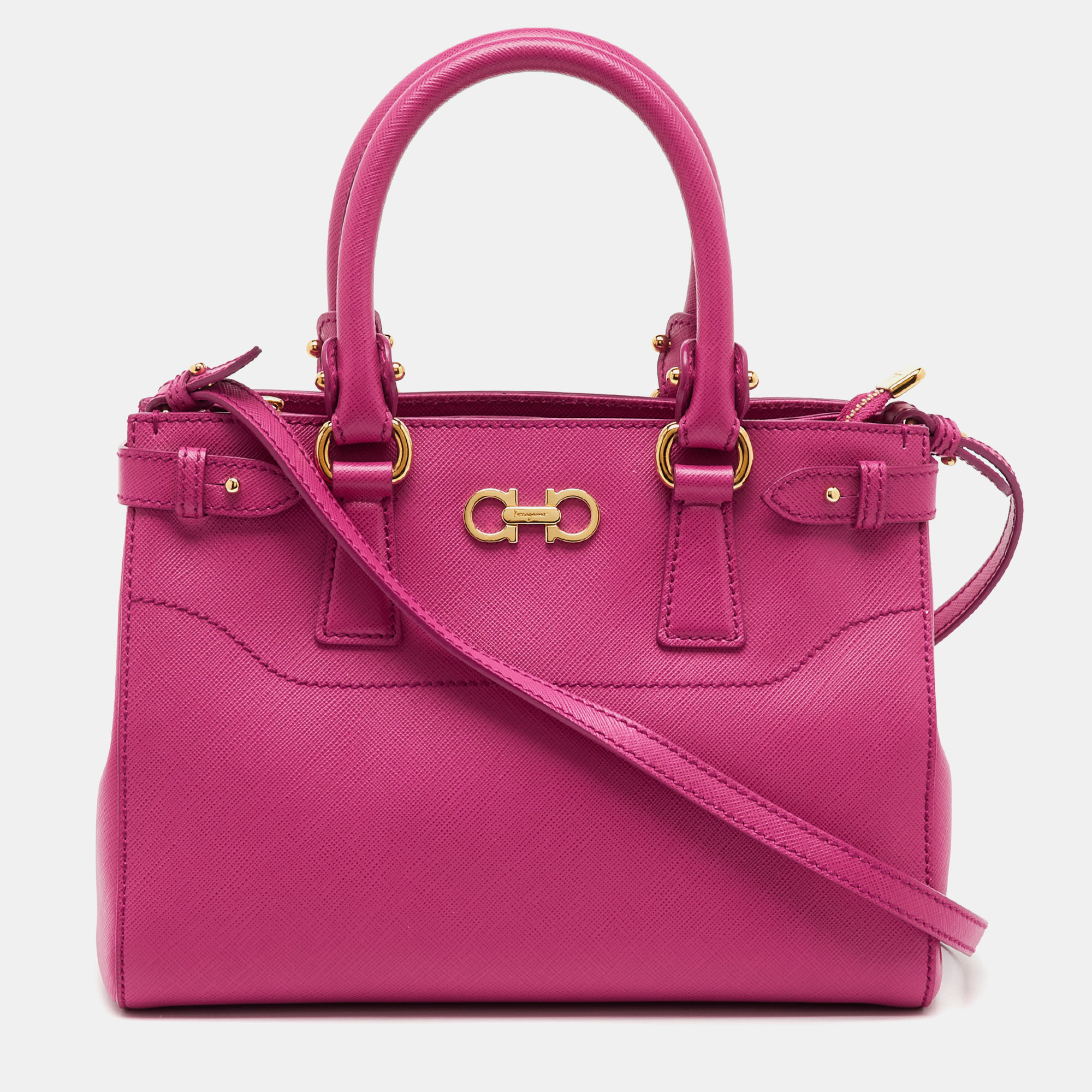 

Salvatore Ferragamo Fuchsia Saffiano Leather Beky Tote, Pink