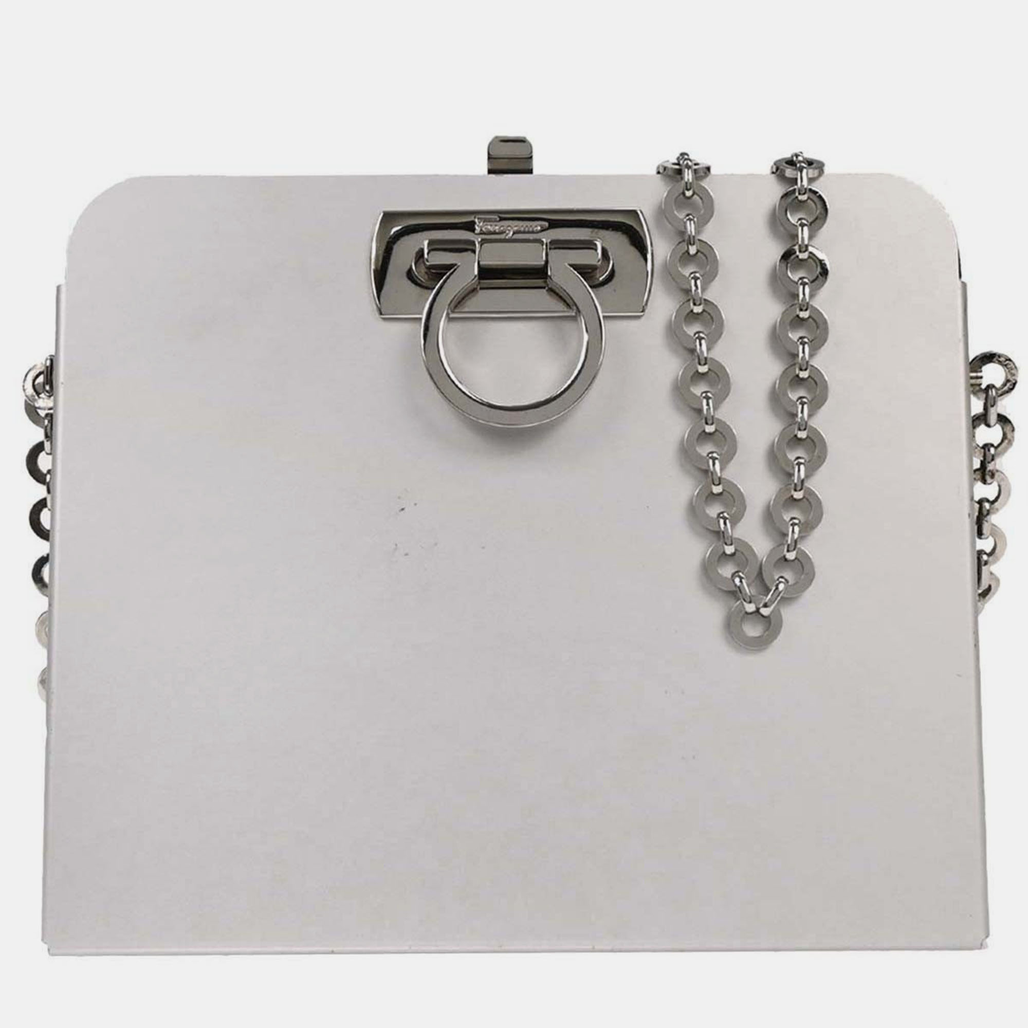 

Salvatore Ferragamo Silver Aluminum Gancini Shoulder Bag