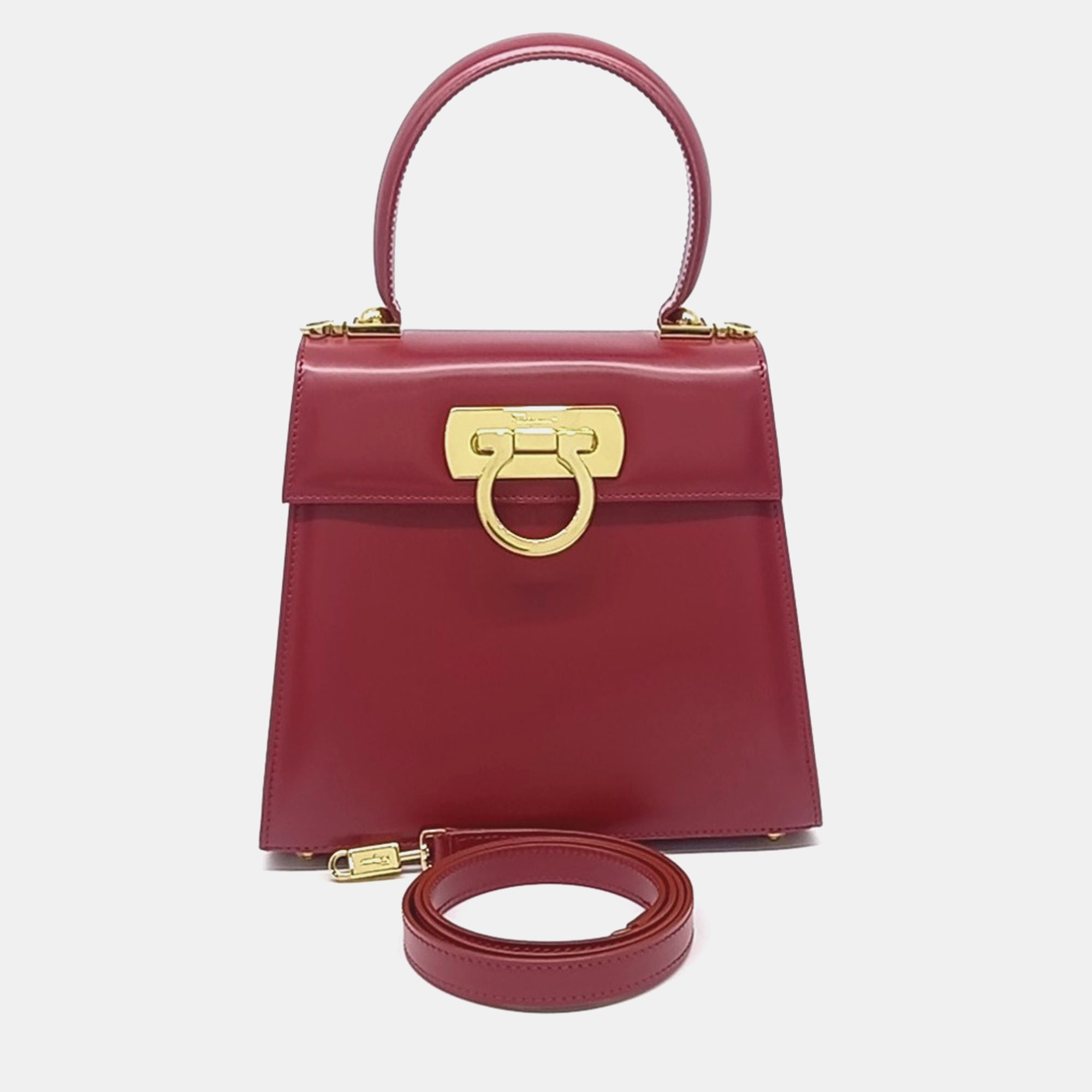 

Salvatore Ferragamo Red Leather Kelly Bag Small