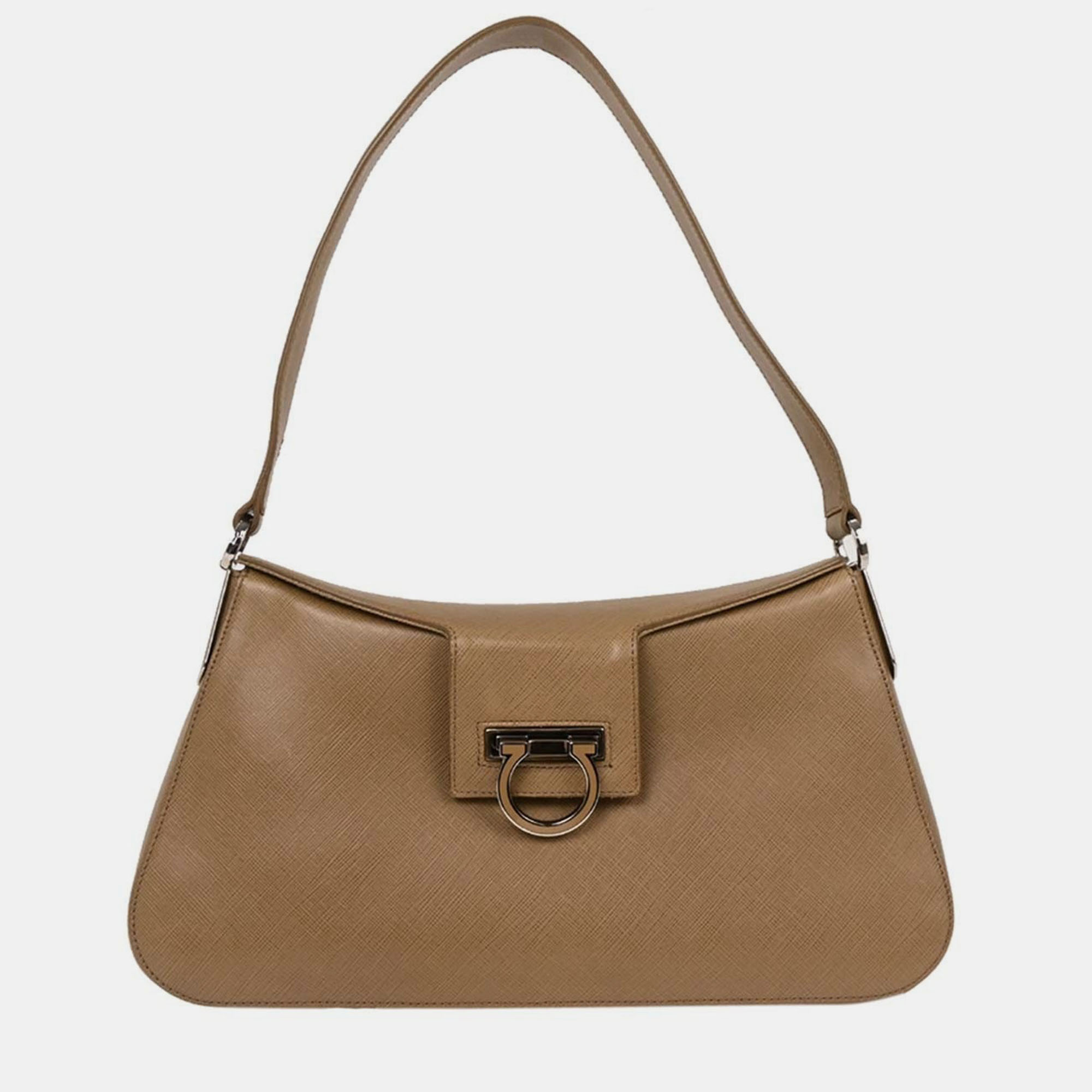 

Salvatore Ferragamo Brown Leather Gancini Handbag