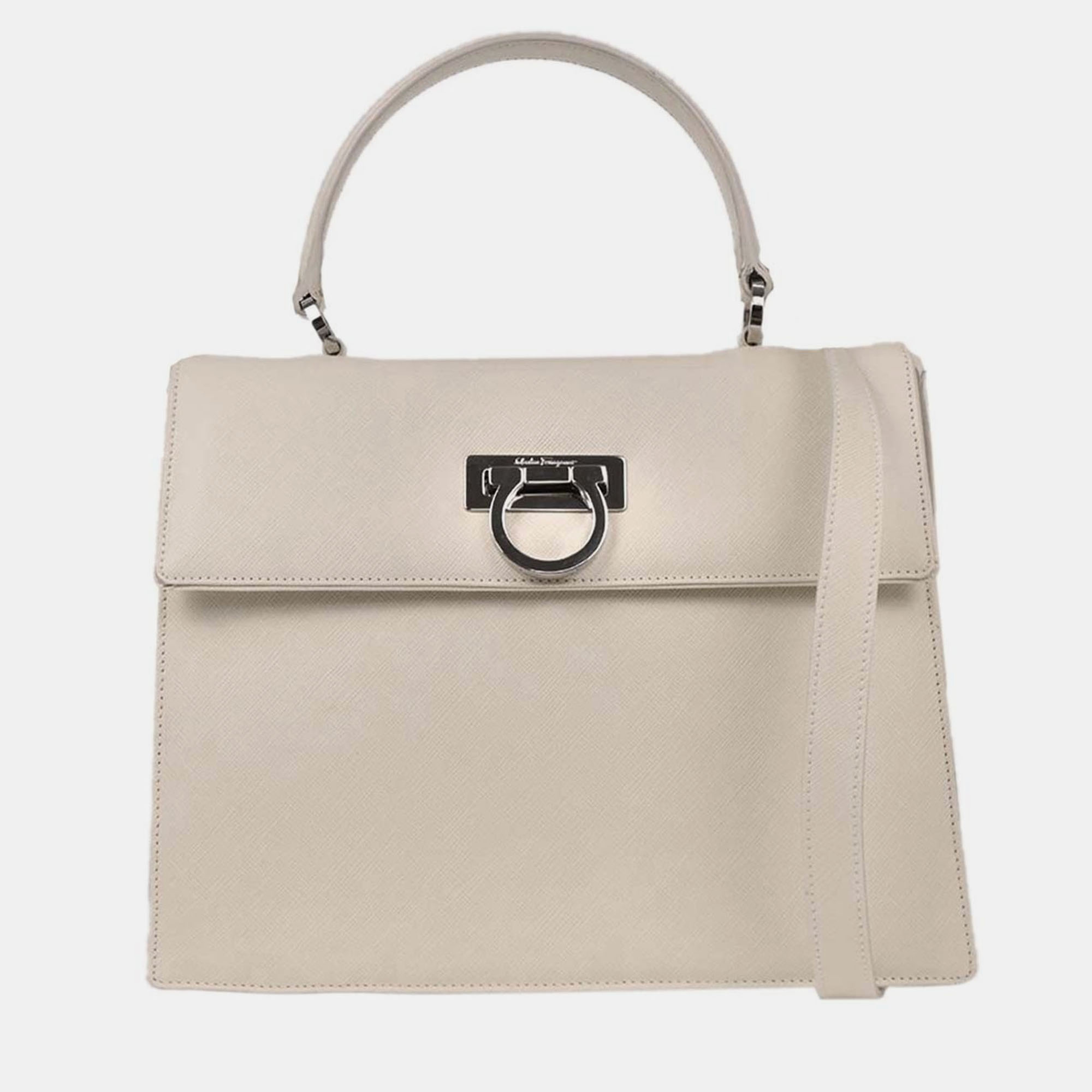 

Salvatore Ferragamo Off-white Gancini 2way Handbag