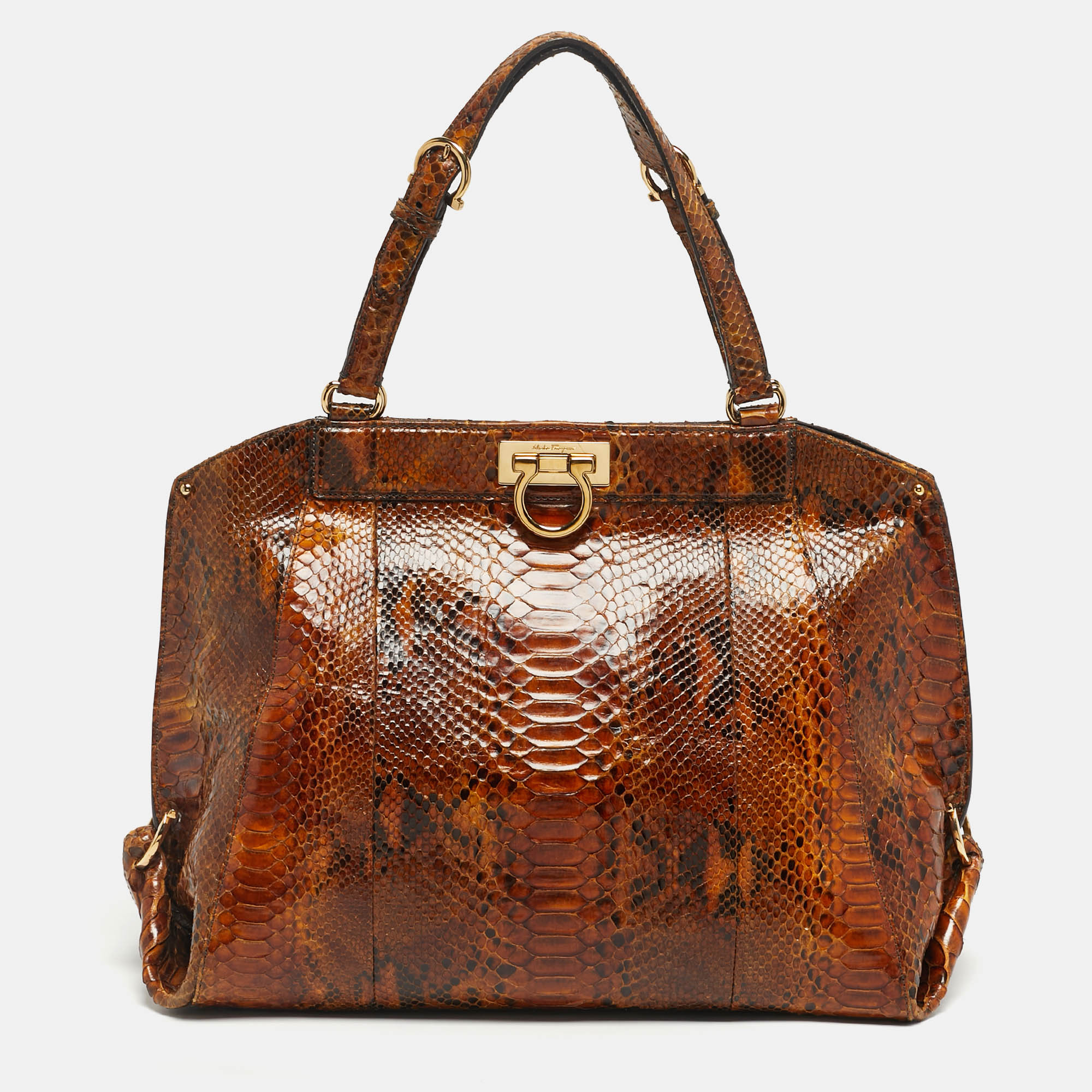

Salvatore Ferragamo Brown Python Satchel