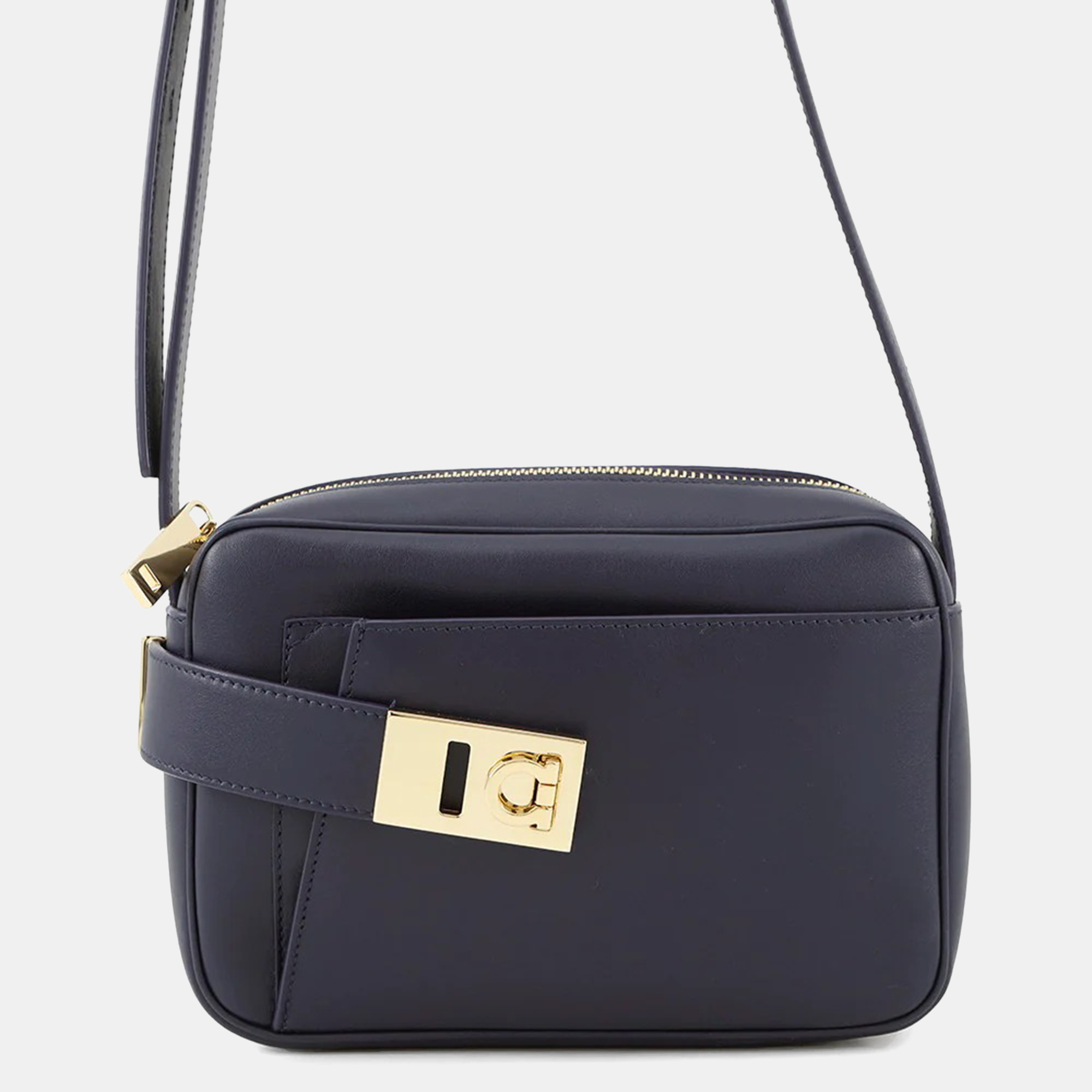 

Ferragamo Shoulder Bag Camera Bag Gancini Midnight Blue Leather