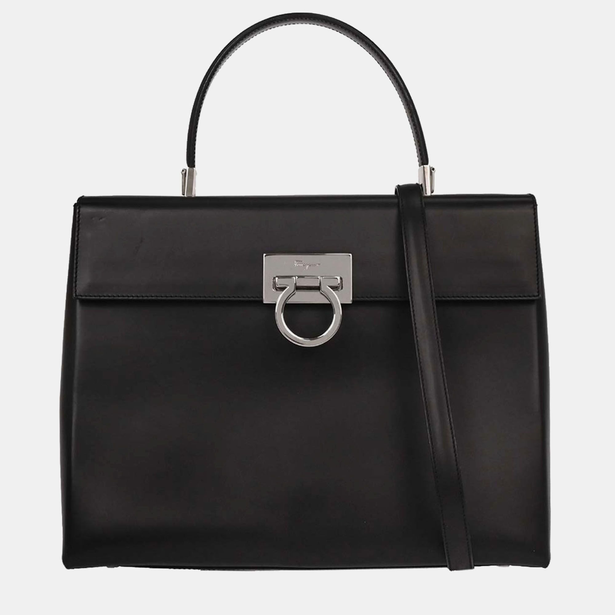 

Salvatore Ferragamo Black Gancini 2way Handbag