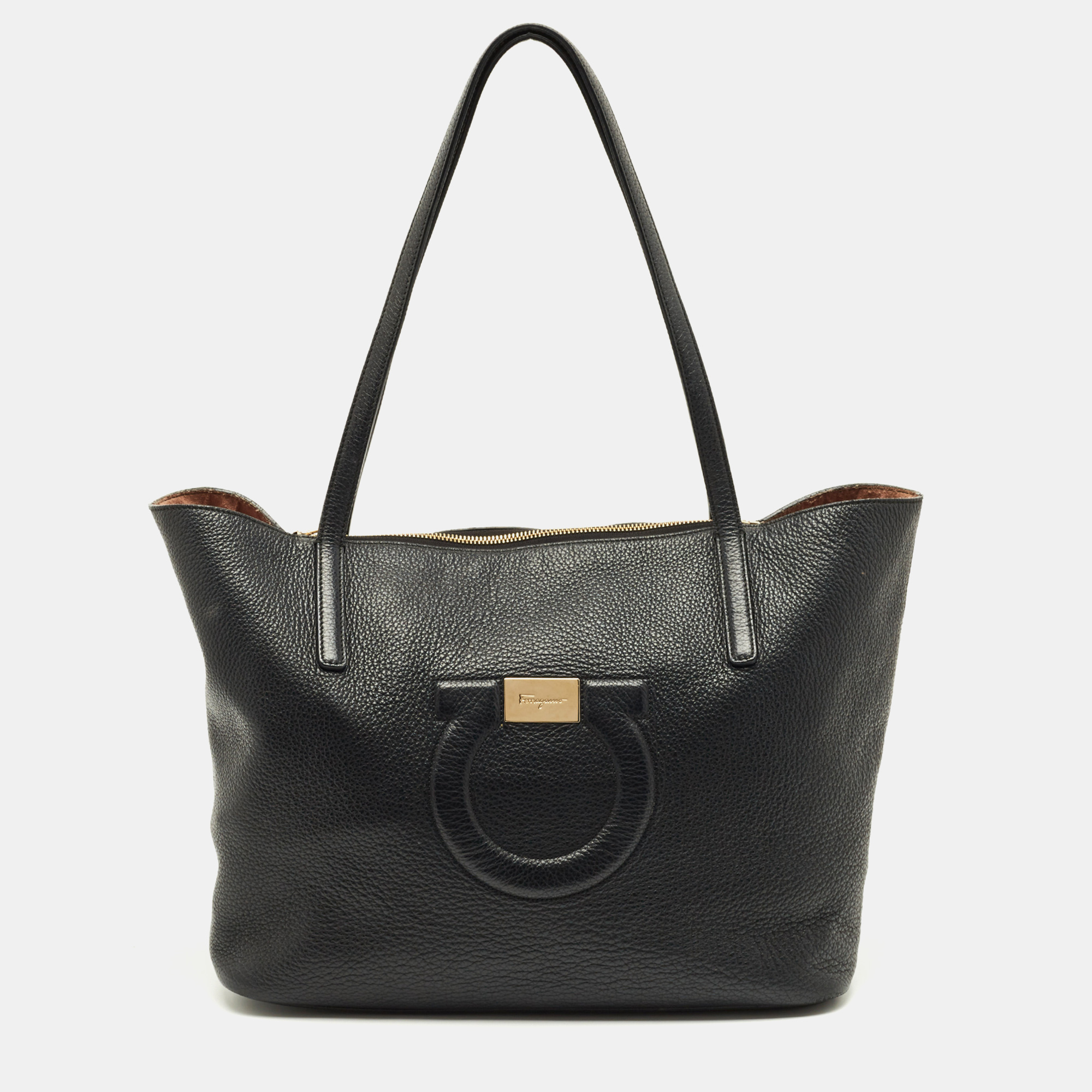 

Salvatore Ferragamo Gancio City Black Leather Tote