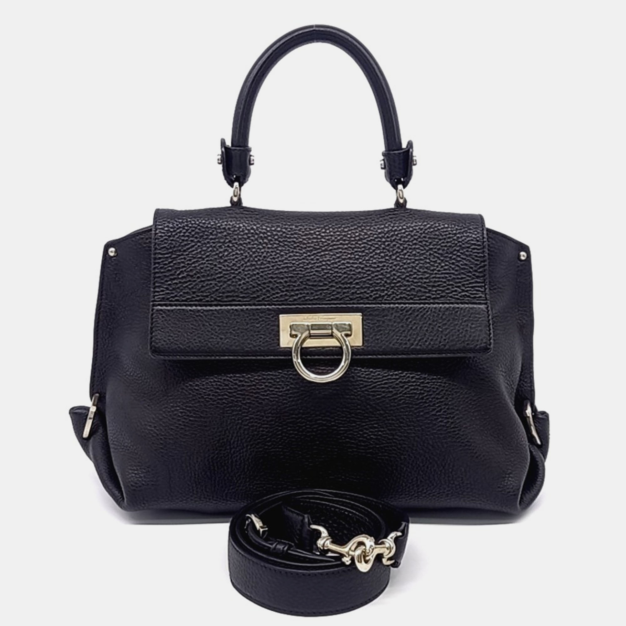 

Salvatore Ferragamo Black Leather Sophia Bag Large