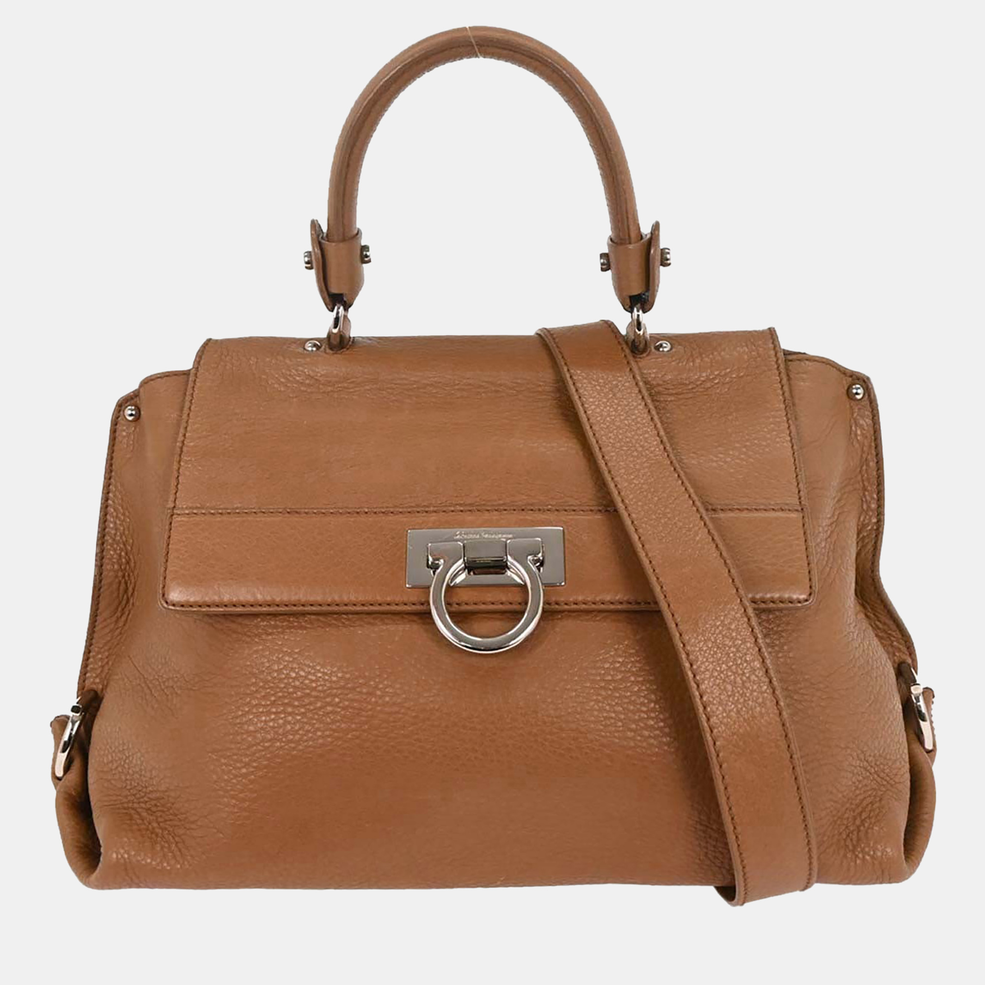 

Salvatore Ferragamo Brown Sofia Gancini 2Way Handbag