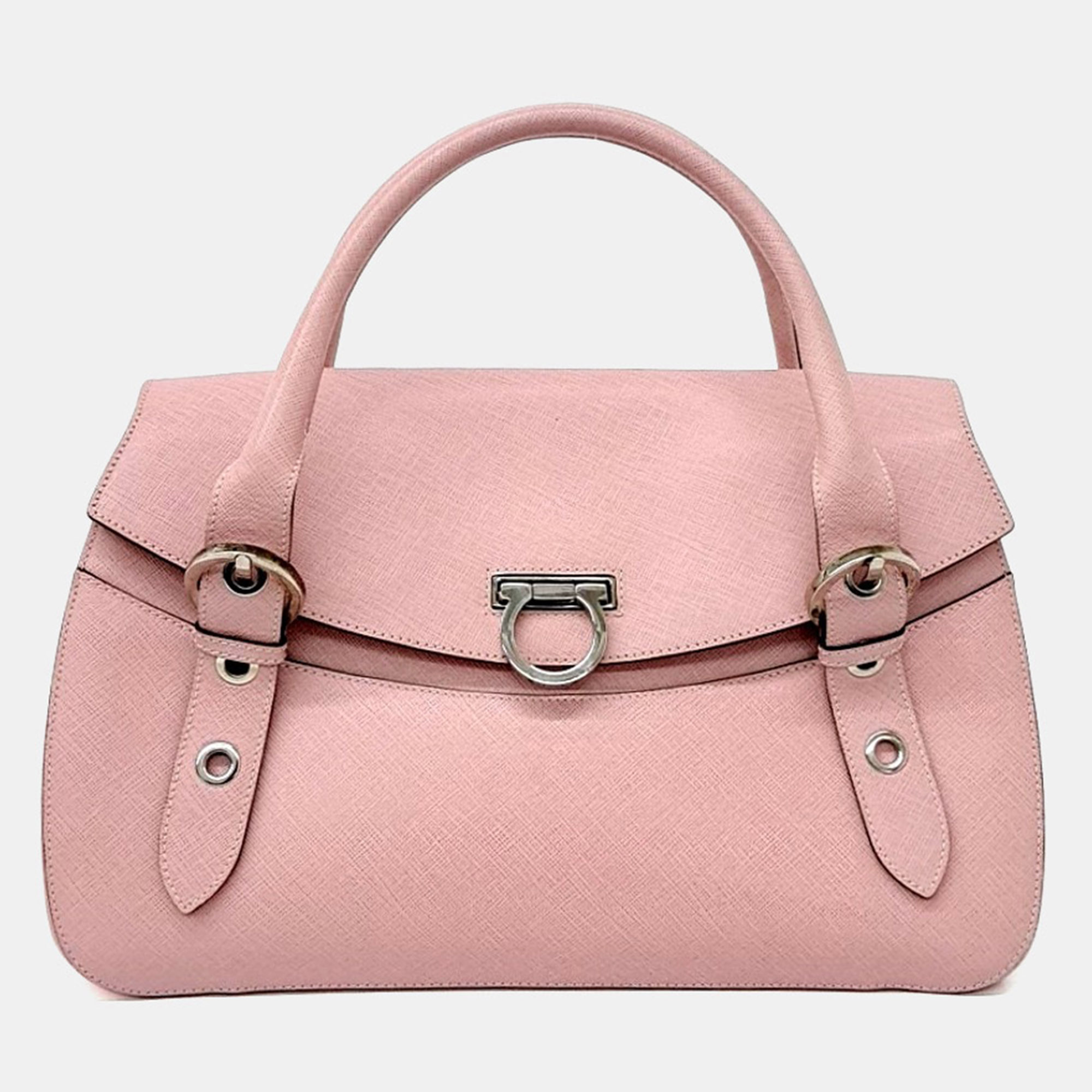 

Salvatore Ferragamo Pink Leather Gancini tote bag