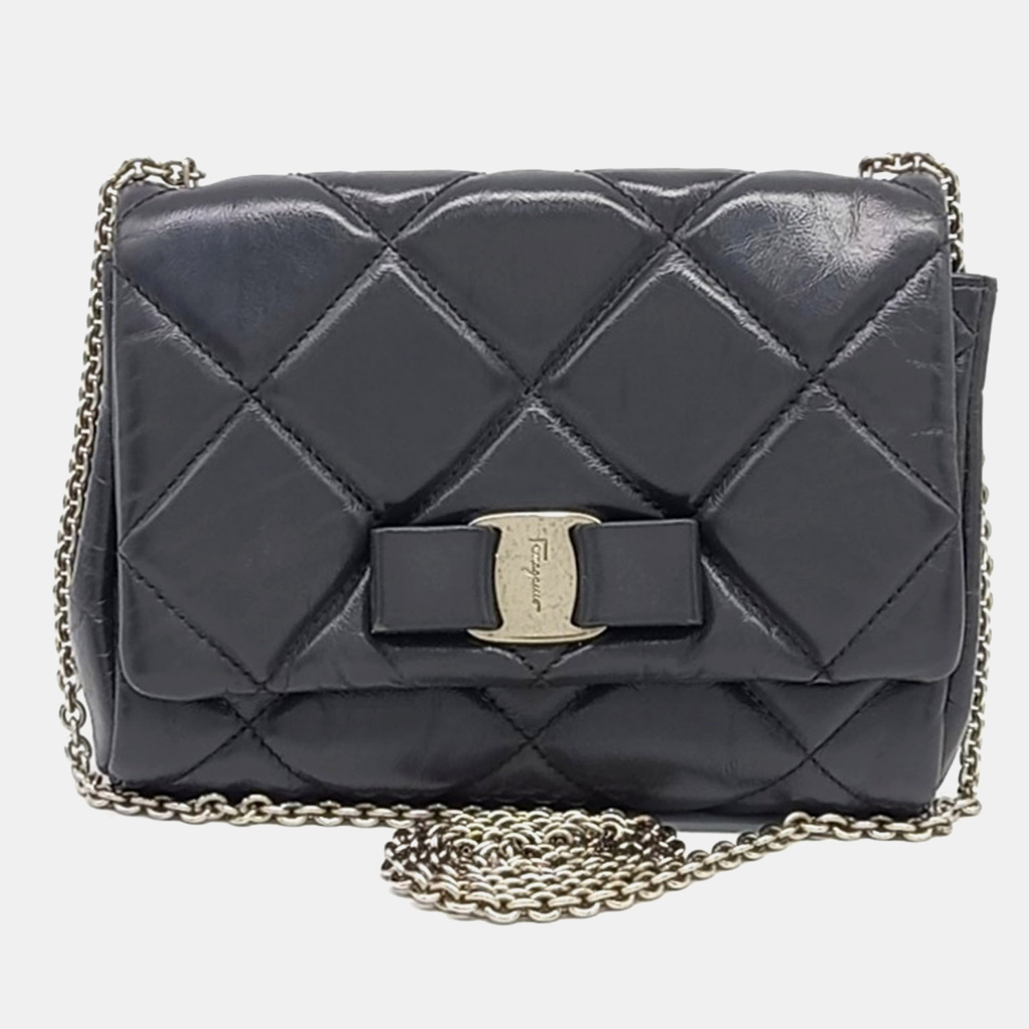 

Salvatore Ferragamo Black Leather Vara Crossbody Bag