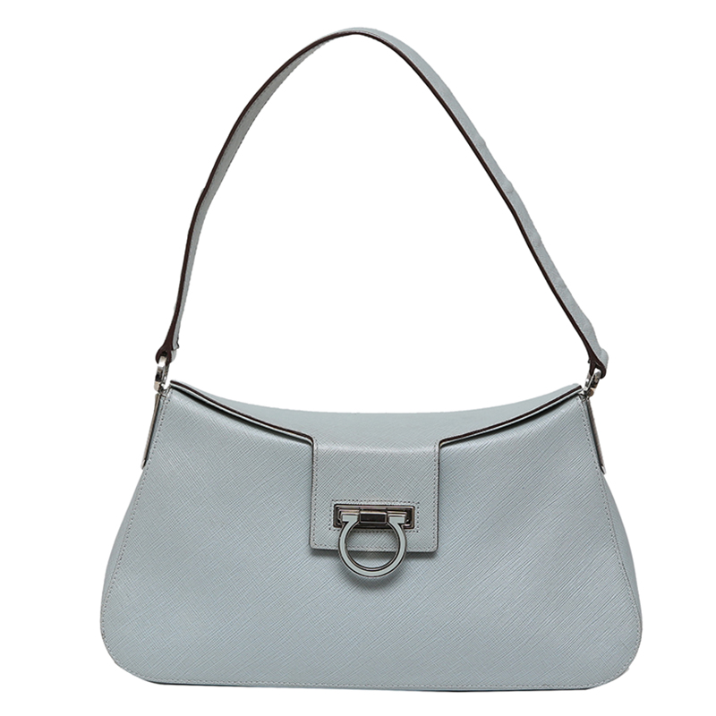 Buy Salvatore Ferragamo Light Blue Saffiano Leather Shoulder Bag 128769 ...