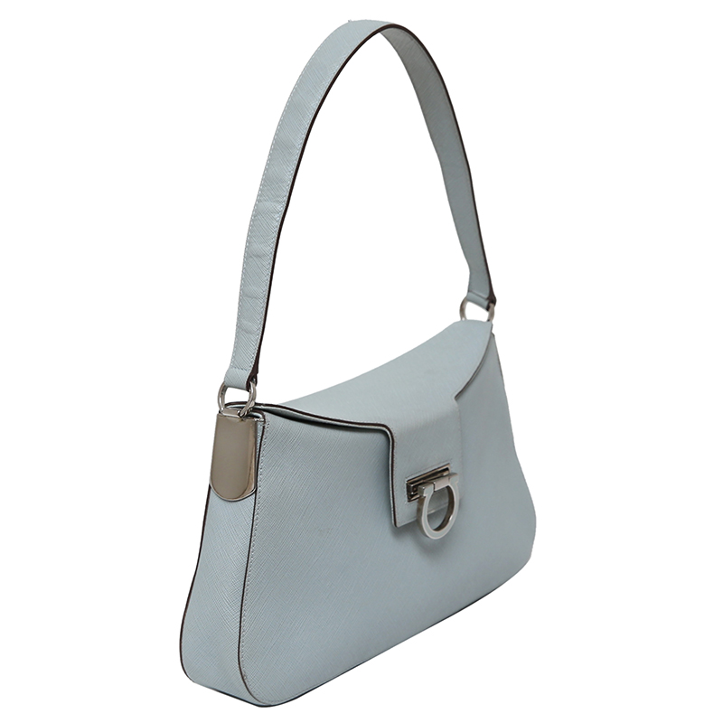 

Salvatore Ferragamo Light Blue Saffiano Leather Shoulder Bag