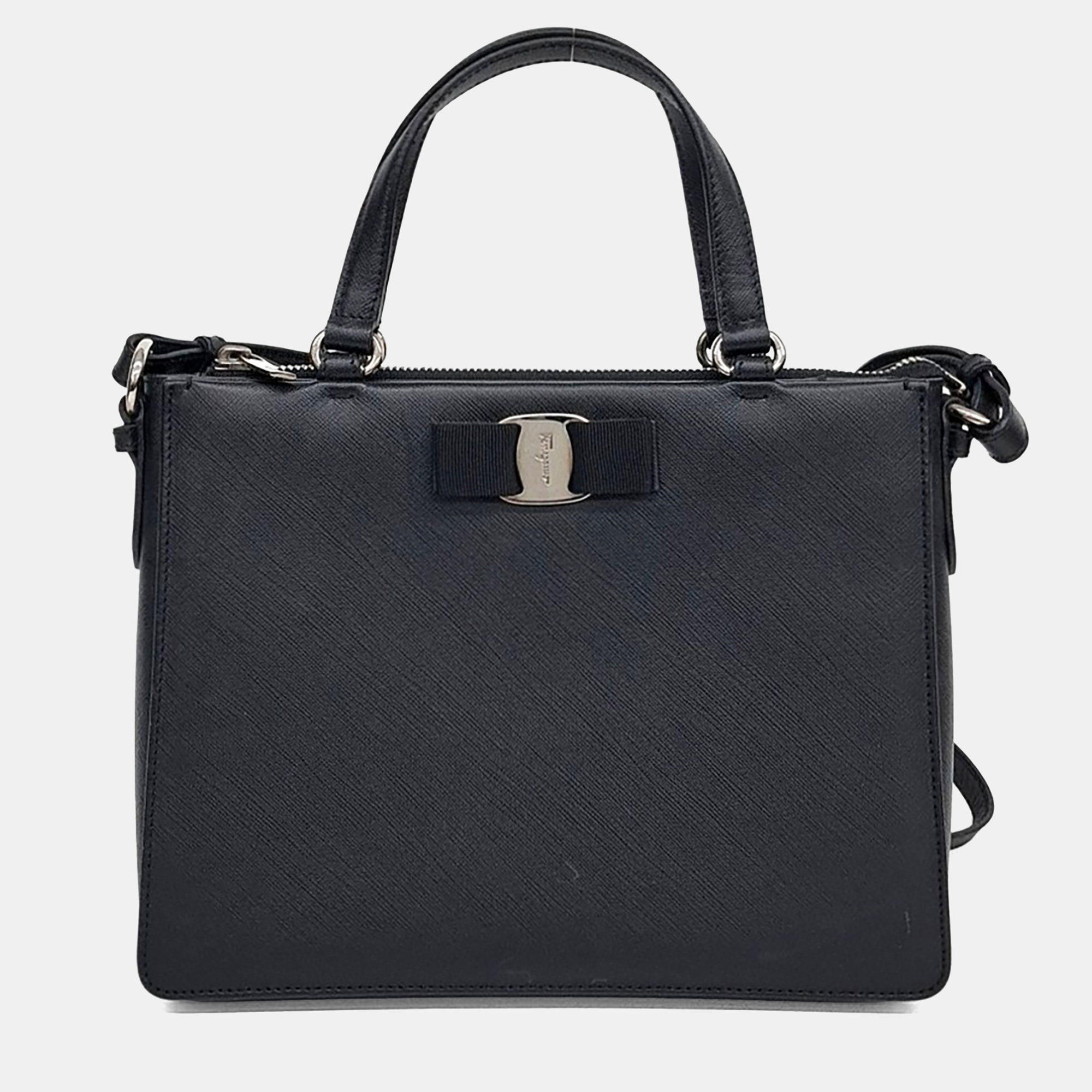 

Salvatore Ferragamo Black Leather Vara Tote and Shoulder Bag