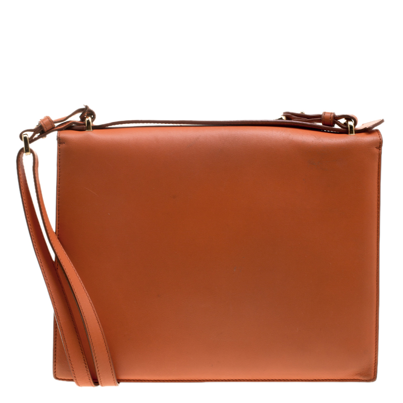Salvatore Ferragamo Orange Leather Marisol Shoulder Bag