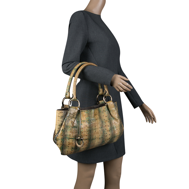 

Salvatore Ferragamo Yellow Python Shoulder Bag