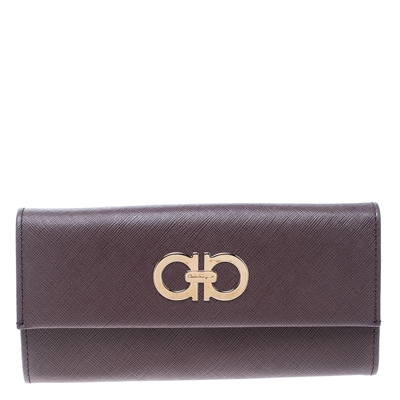 Pre Owned محفظة سالفاتوري فيراغامو كونتيننتال جلد بنية داكنة