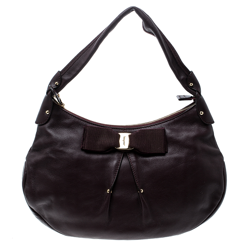 Pre Owned حقيبة سالفاتوري فيراغامو ميس فارا جلد لامعة سوداء