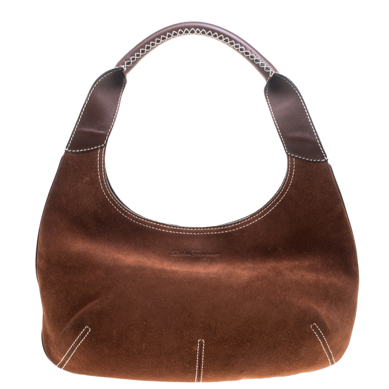 トートバッグ SALVATORE FERRAGAMO Dark Brown Suede Shoulder Bag Salvatore Ferragamo Brown Suede Hobo Salvatore Ferragamo | TLC