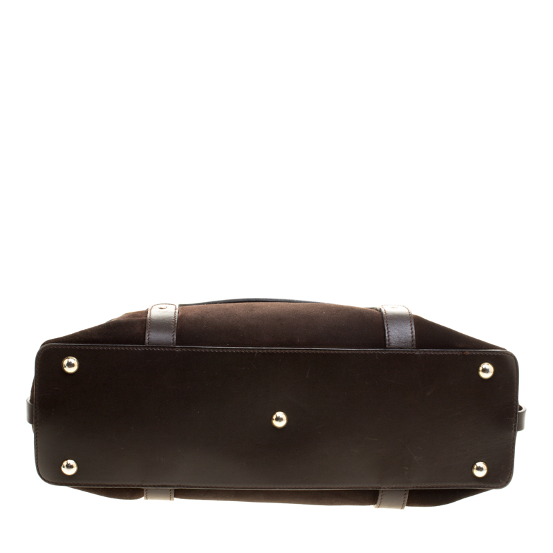 Pre-owned Salvatore Ferragamo Brown Suede And Leather Satchel
