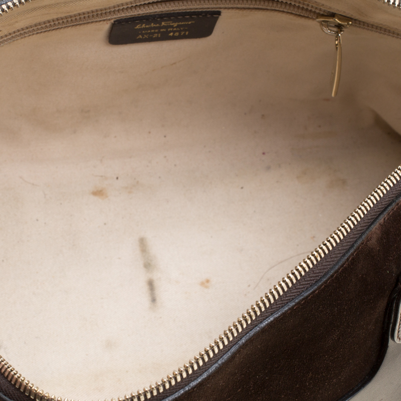 Pre-owned Salvatore Ferragamo Brown Suede And Leather Satchel
