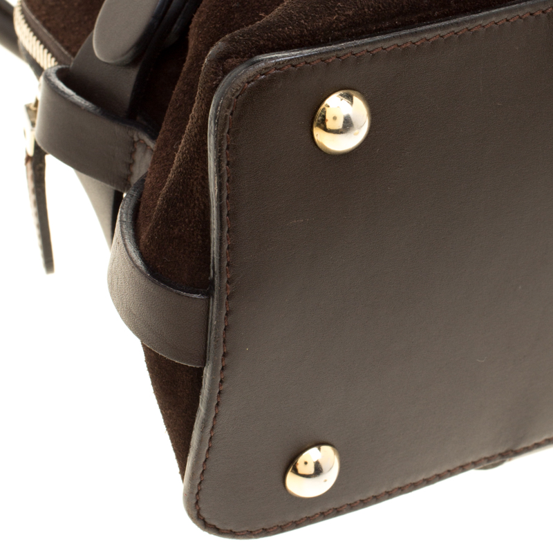 Pre-owned Salvatore Ferragamo Brown Suede And Leather Satchel