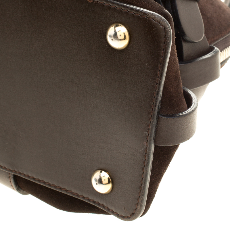 Pre-owned Salvatore Ferragamo Brown Suede And Leather Satchel