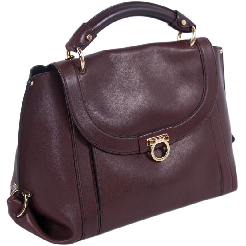 

Salvatore Ferragamo Burgundy Calf Leather Sofia Rainbow Satchel Bag