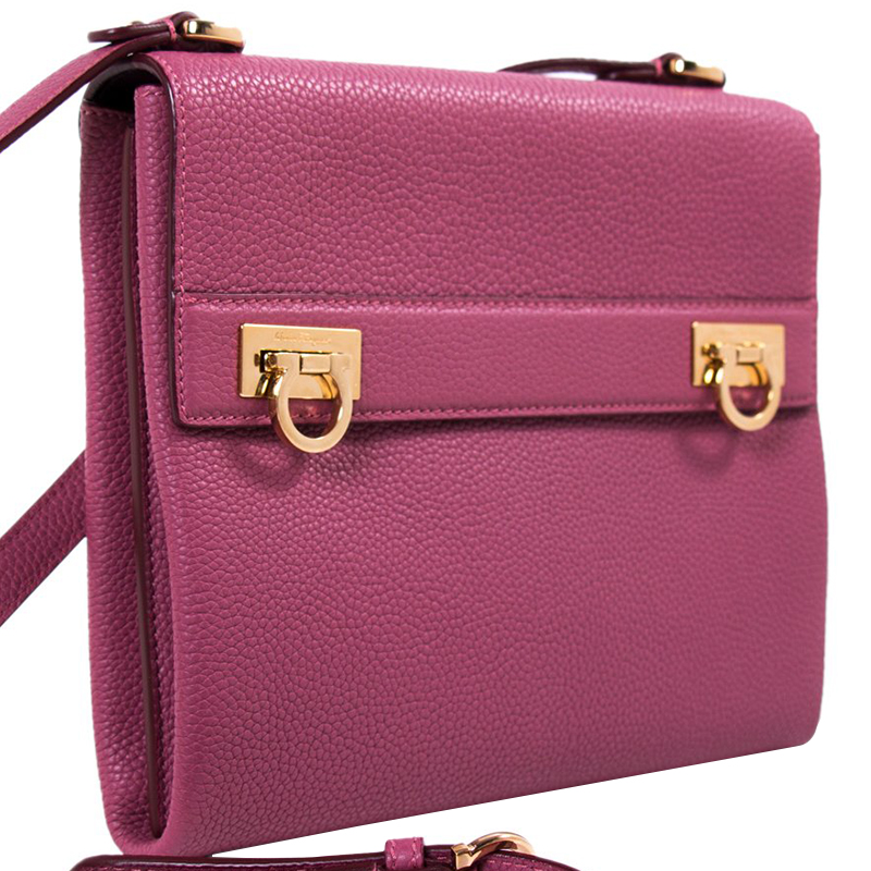 

Salvatore Ferragamo Purple Grained Leather Mya Crossbody Bag