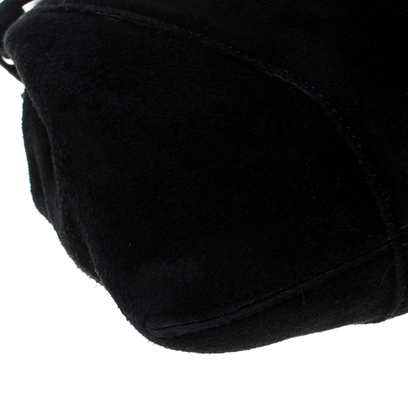 Pre-owned Salvatore Ferragamo Black Suede Chain Shoulder Bag