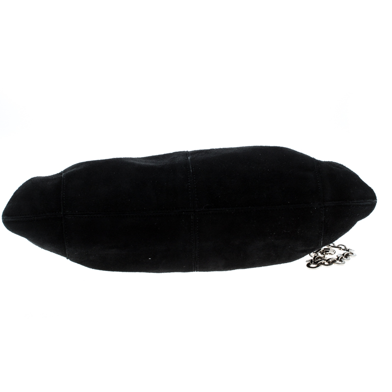 Pre-owned Salvatore Ferragamo Black Suede Chain Shoulder Bag