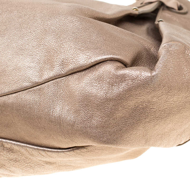 Pre-owned Ferragamo Beige Leather And Canvas Bow Hobo