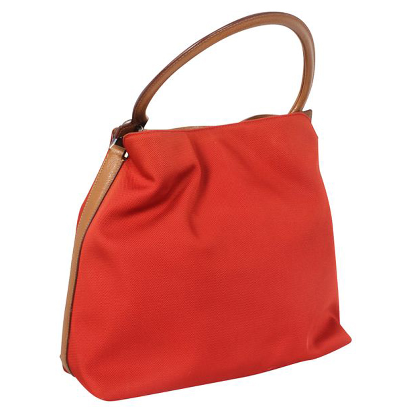 

Salvatore Ferragamo Coral Canvas Bucket Bag, Red