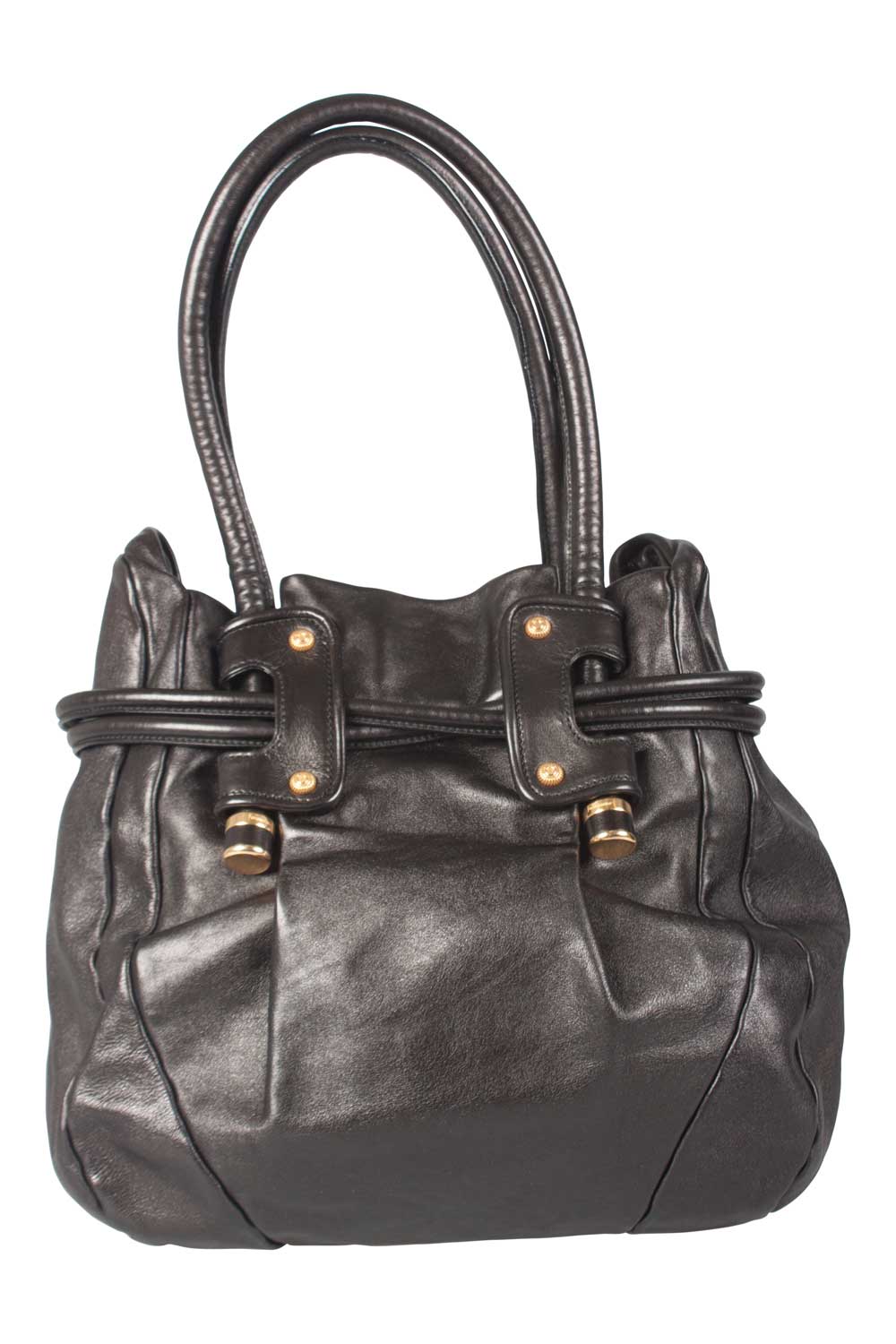 Pre-owned Ferragamo Black Leather Drawstring Hobo