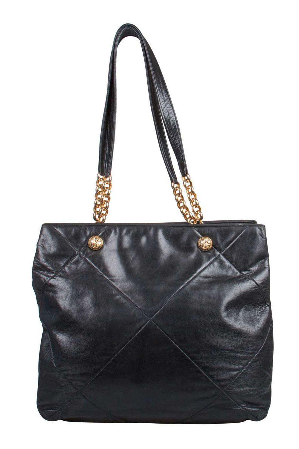 Pre Owned حقيبة يد سالفاتوري فيراغامو شوبر فينتدج جلد سوداء