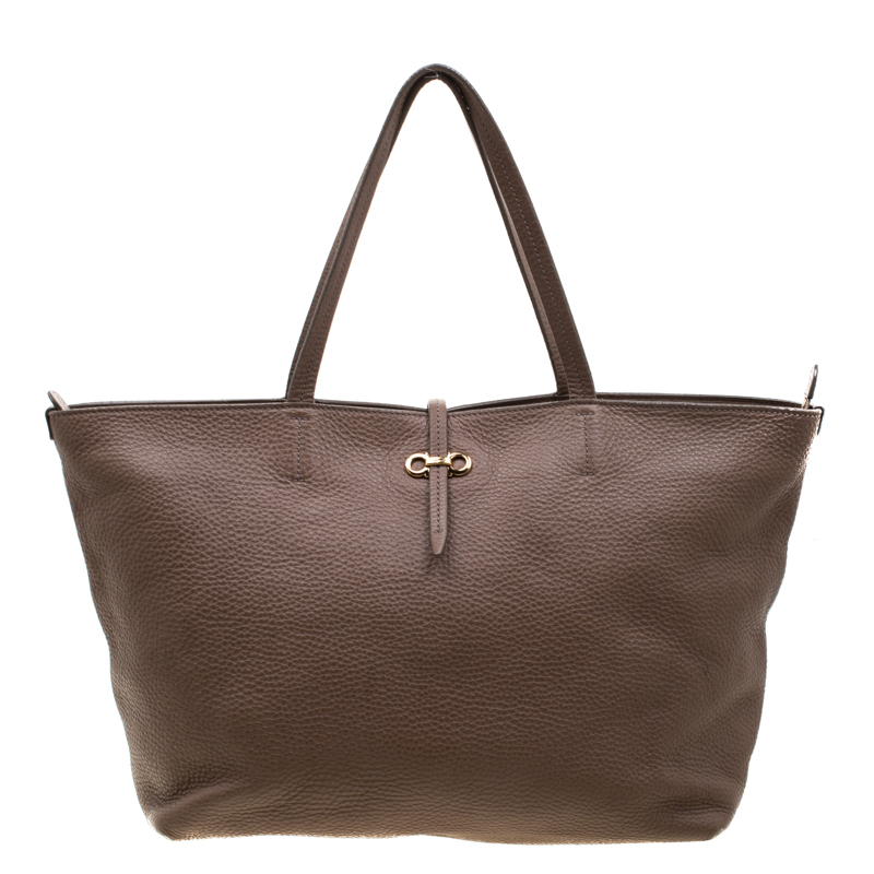 Pre Owned Salvatore Ferragamo Brown Leather Tote