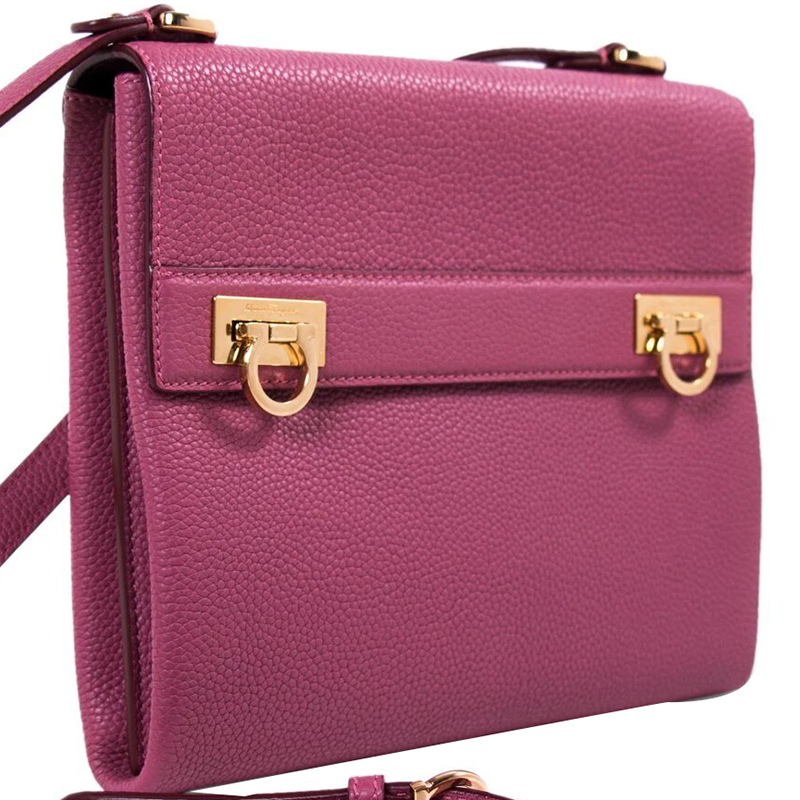 

Salvatore Ferragamo Purple Grained Leather Mya Crossbody Bag