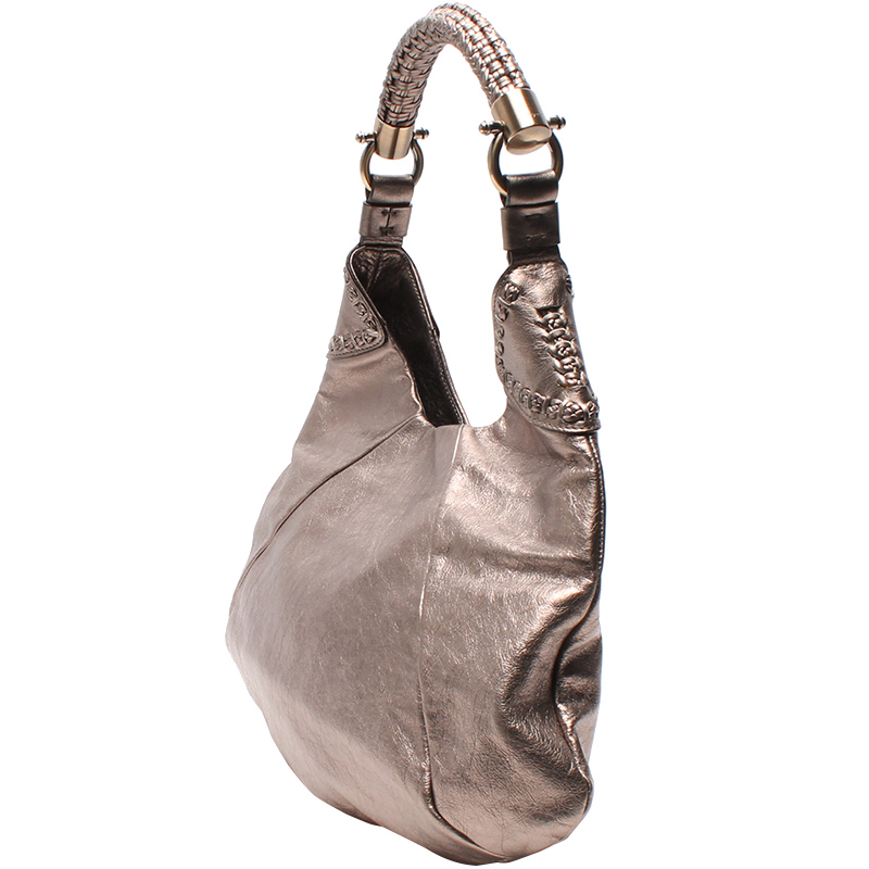 

Salvatore Ferragamo Bronze Mettalic Leather Shoulder Bag, Brown