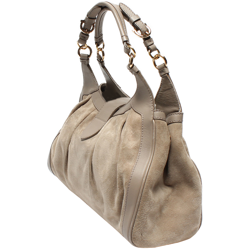 

Salvatore Ferragamo Gray Suede And Leather Hobo Bag, Grey