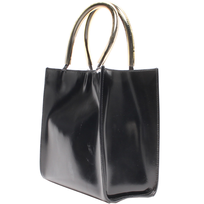 

Salvatore Ferragamo Black Patent Leather Tote Bag