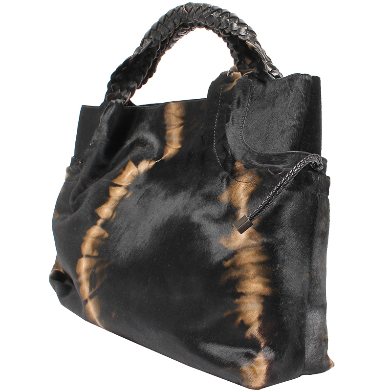 

Salvatore Ferragamo Black Animal Print Calf Hair And Leather Tote